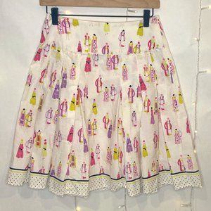 LIZ CLAIBORNE Vintage Pleated White Skirt with Women Silhouettes Petite